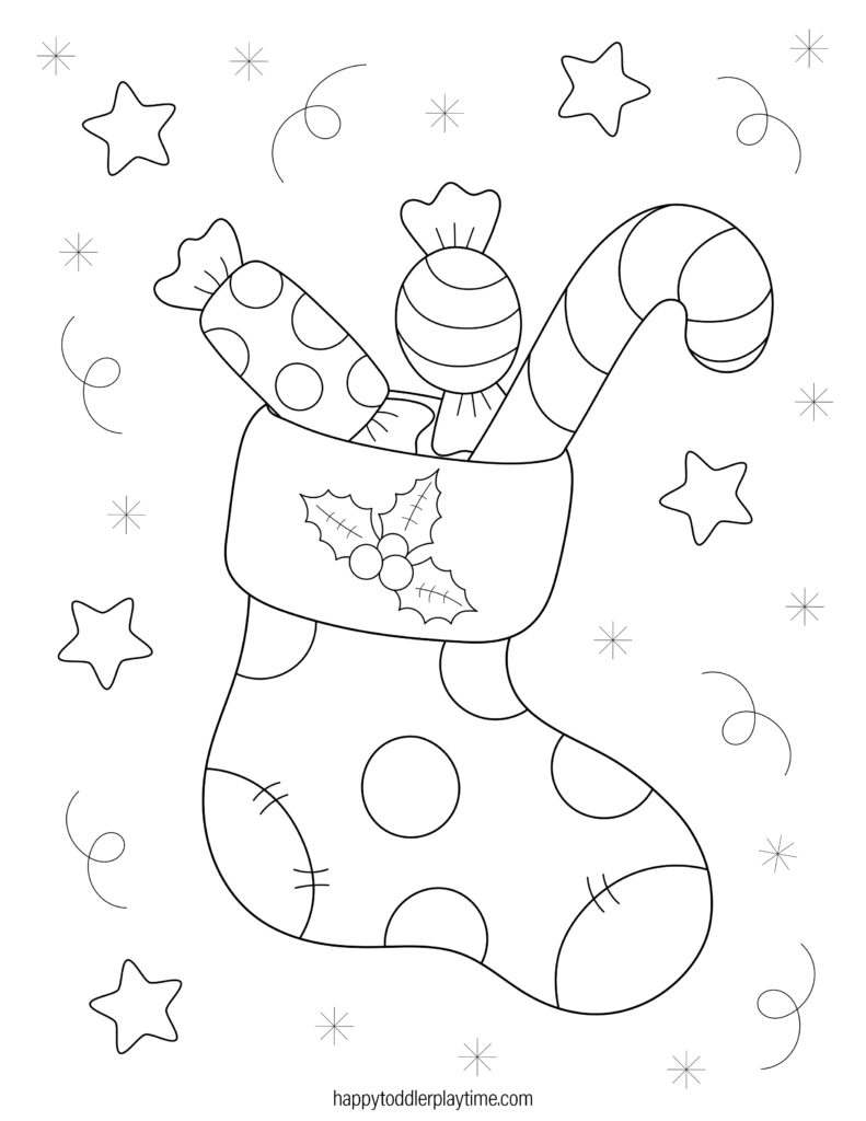 Free printable christmas stocking coloring pages