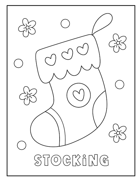 Premium vector christmas stocking coloring page for kids