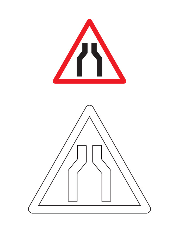 Narrow road ahead traffic sign coloring page download free narrow road ahead traffic sign coloring page for kids best coloring pages