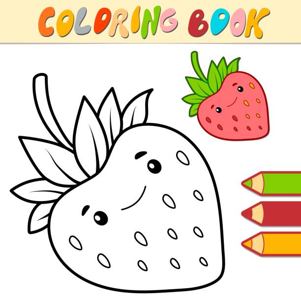Strawberry coloring page stock illustrations royalty