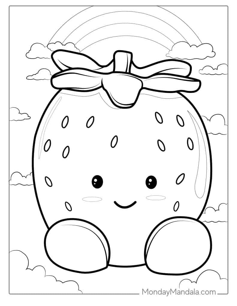 Strawberry coloring pages free pdf printables