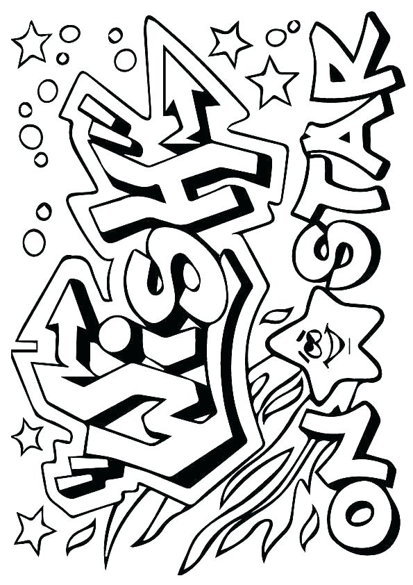 Graffiti coloring pages for teens and adults