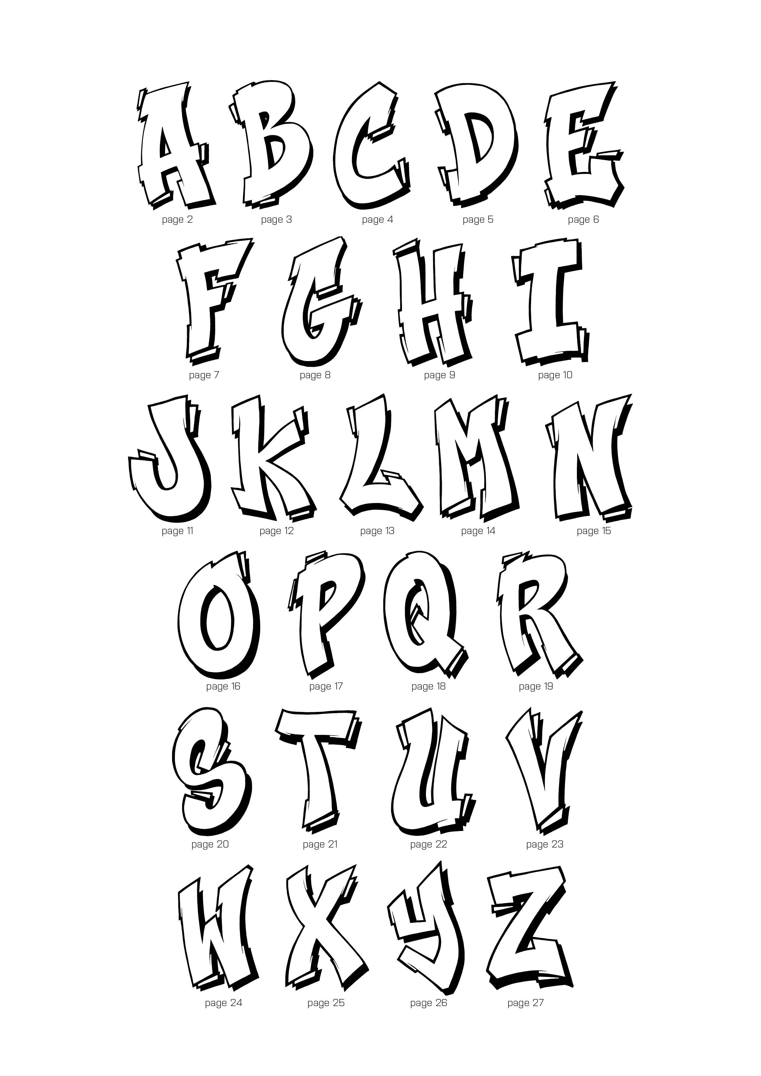 Abc graffiti colouring in letters