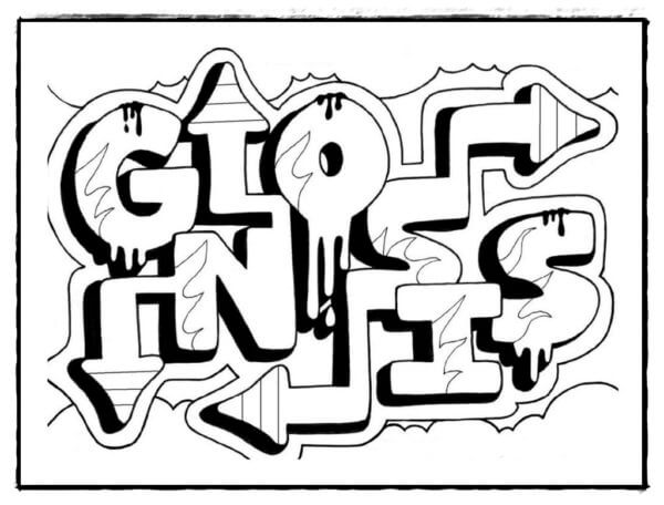 Unusual handwriting from a street artist coloring page