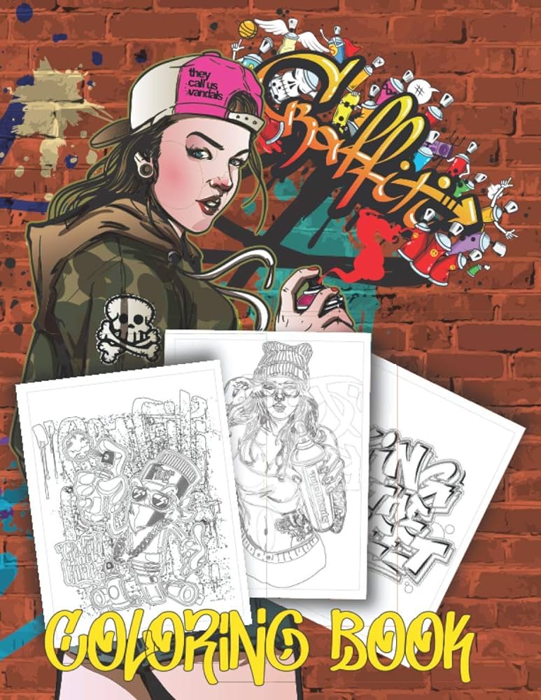 Graffiti loring book stress relief loring books for teens and adults unique street art manga tattoo rapper and graffiti loring pages large print dover adult loring book studio triple