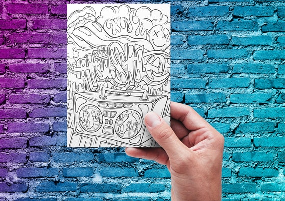Graffiti coloring pages for adults printable pages cool graffiti art coloring book fun street art coloring pages