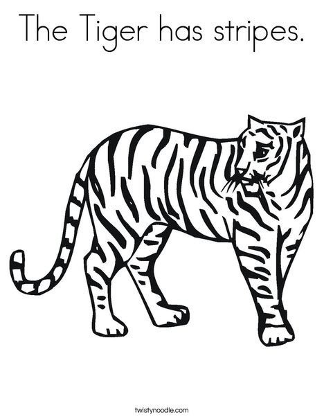 The tiger has stripes coloring page