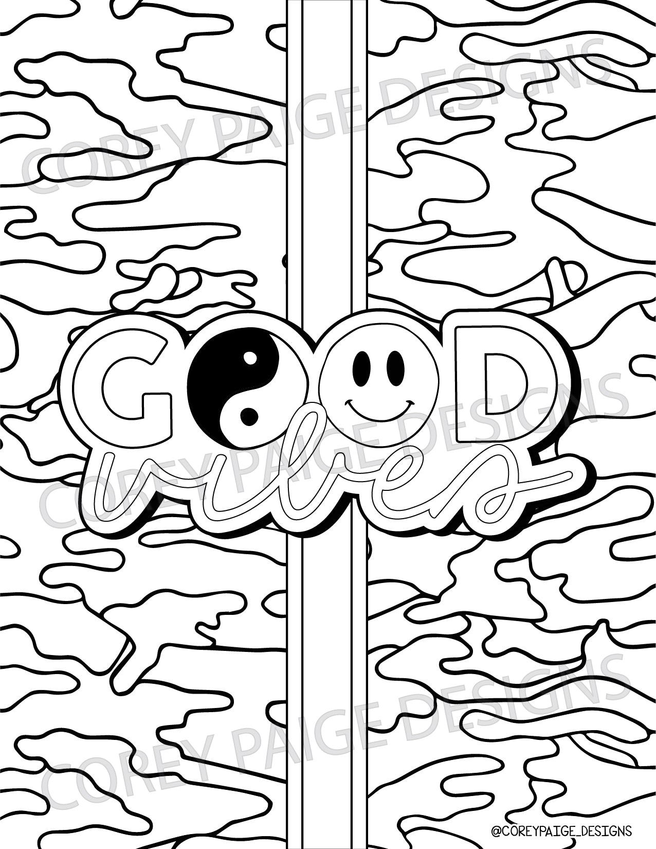 Good vibes camo stripe coloring sheet â