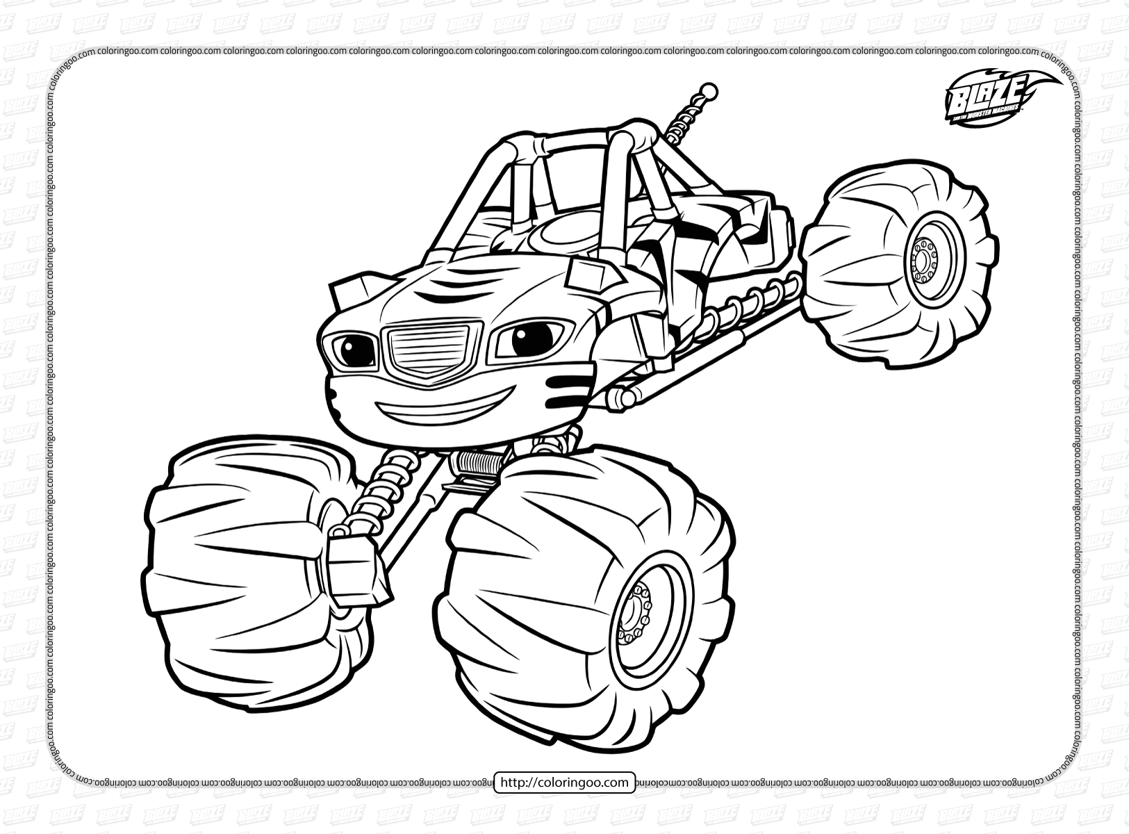 Blaze and monster machines stripes coloring page