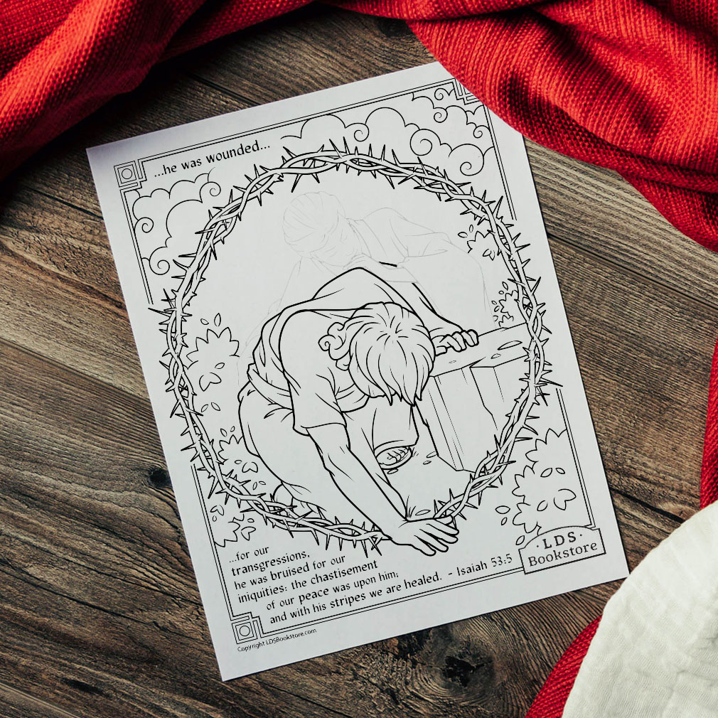 With his stripes we are healed coloring page