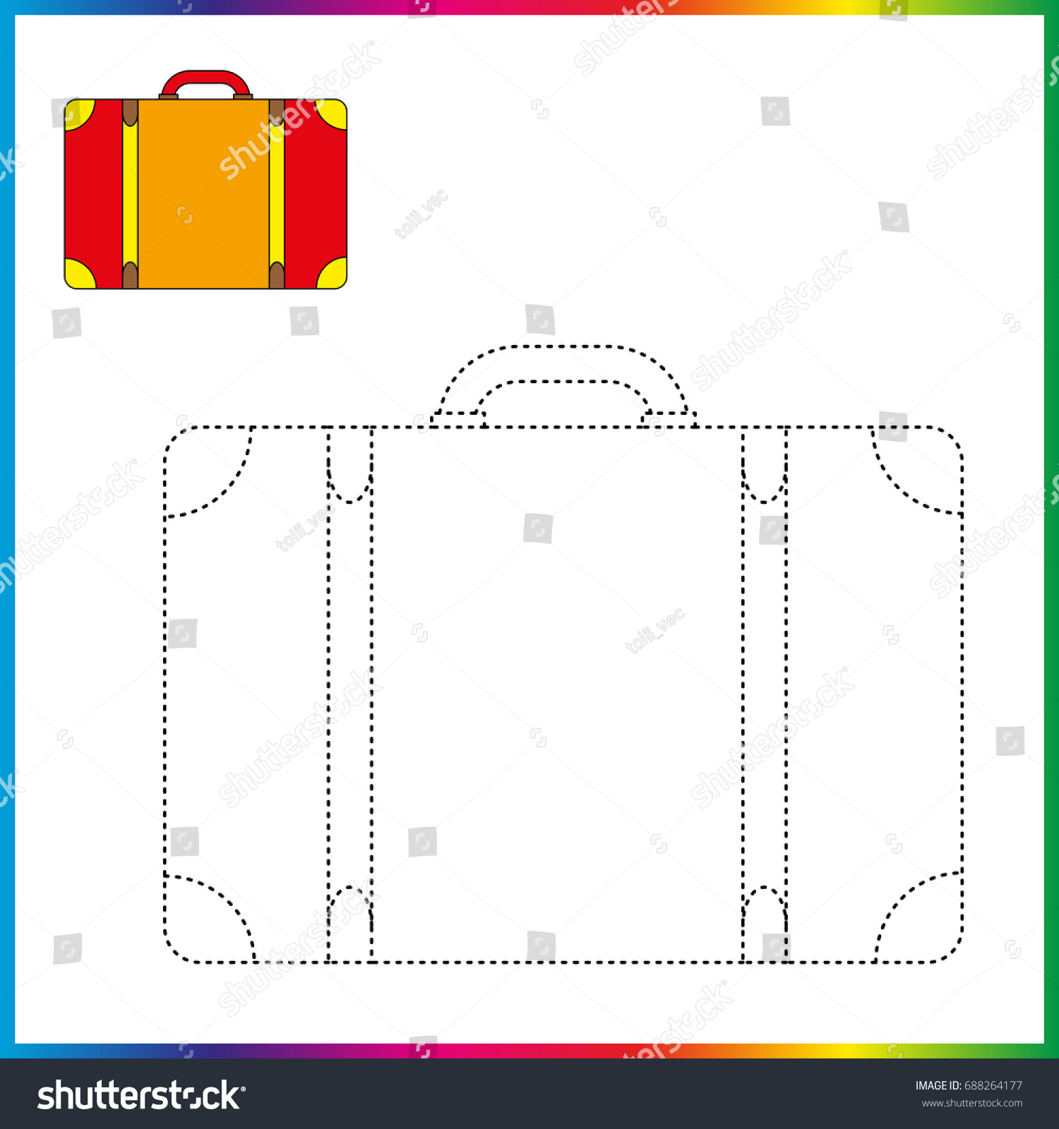 Travel suitcase connect dots coloring page stock vector royalty free