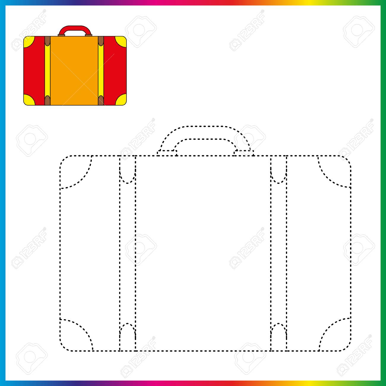 Luggage connect the dots and coloring page worksheet