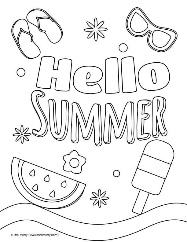 Fun summer coloring pages for kids mrs merry