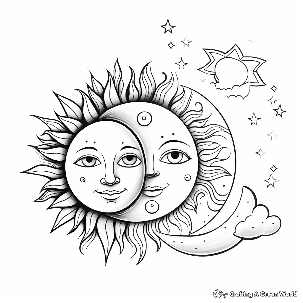 Sun and moon coloring pages