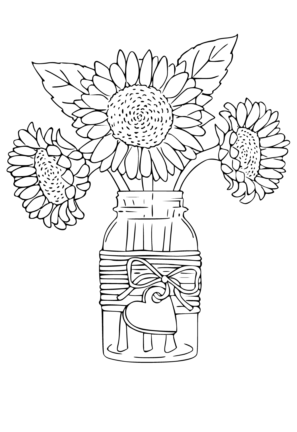 Free printable sunflower bouquet coloring page for adults and kids