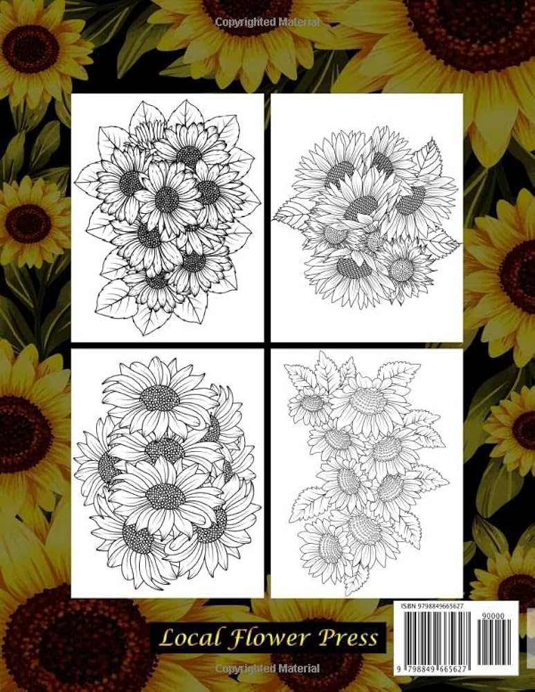 Sunflower adult coloring book easy and simple large print beautiful sunflower coloring book for seniors adults with stress relief and relaxation press local flower books