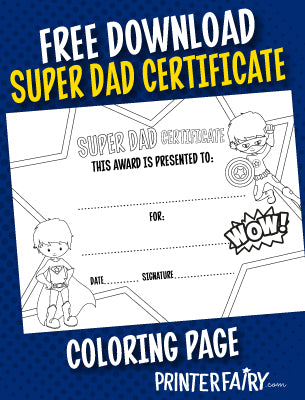 Fathers day super dad certificate