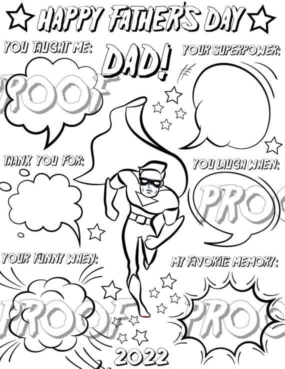 Printable all about dad fill in templatekids gift for fathers dayeditable all about daddad coloring pagesuper dad coloring card