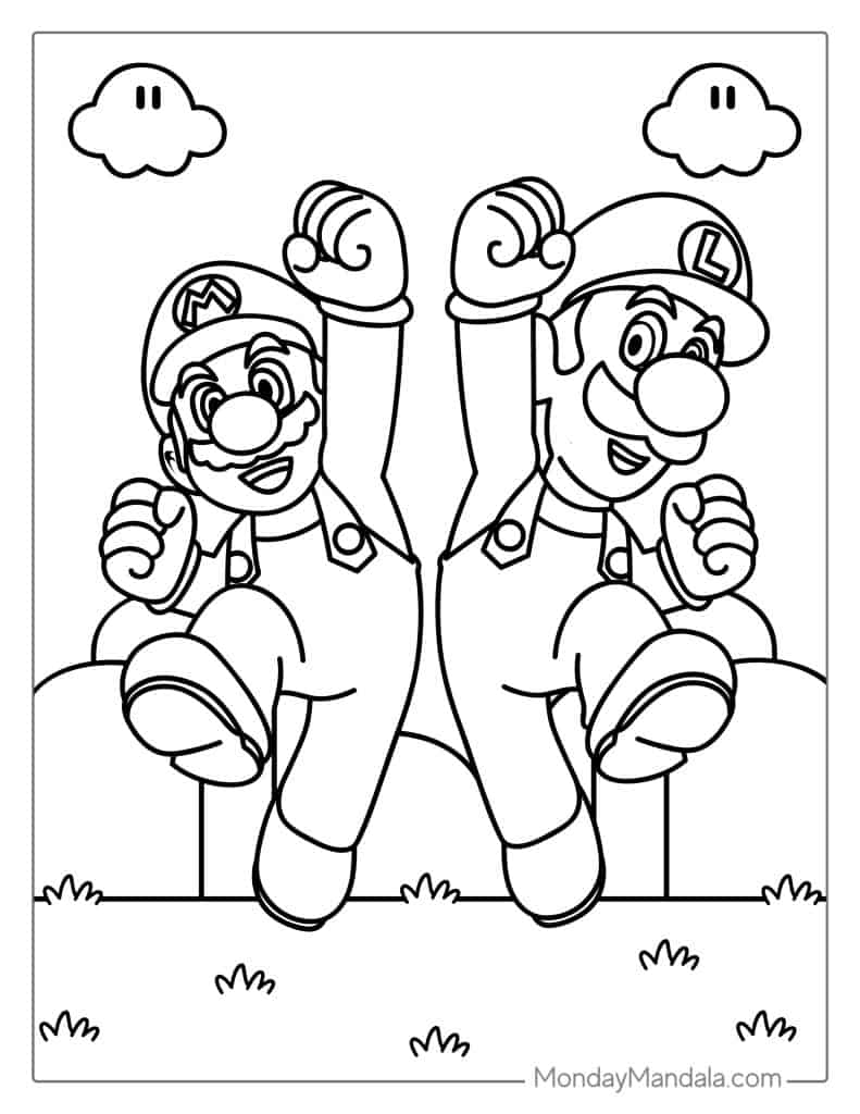 Mario coloring pages free pdf printables