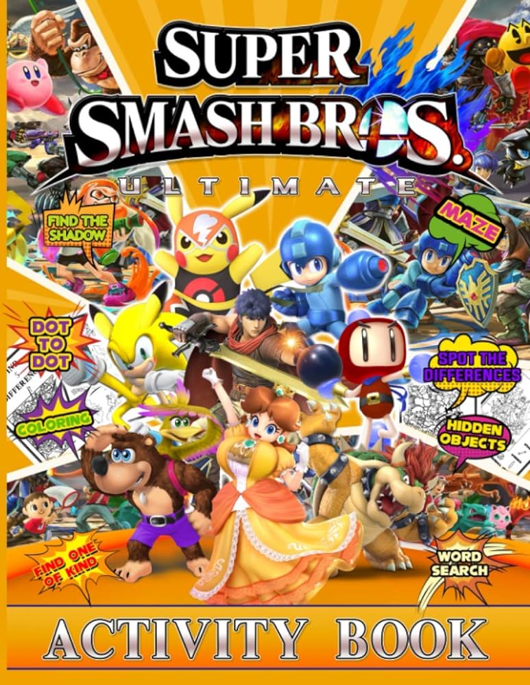 Super smash bros ultimate activity book unofficial high quality dot to dot find shadow coloring spot differences one of a kind word search maze activities books for adult and kid