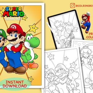 Super mario bros printable coloring book drawings to color for kids digital coloring pages activity book pages