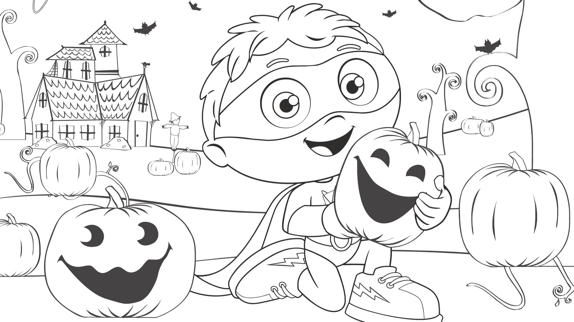 Super why halloween coloring page kidsâ kids for parents