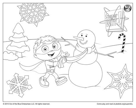 Super why building a snowman kids coloring pages super why super coloring pages coloring pages