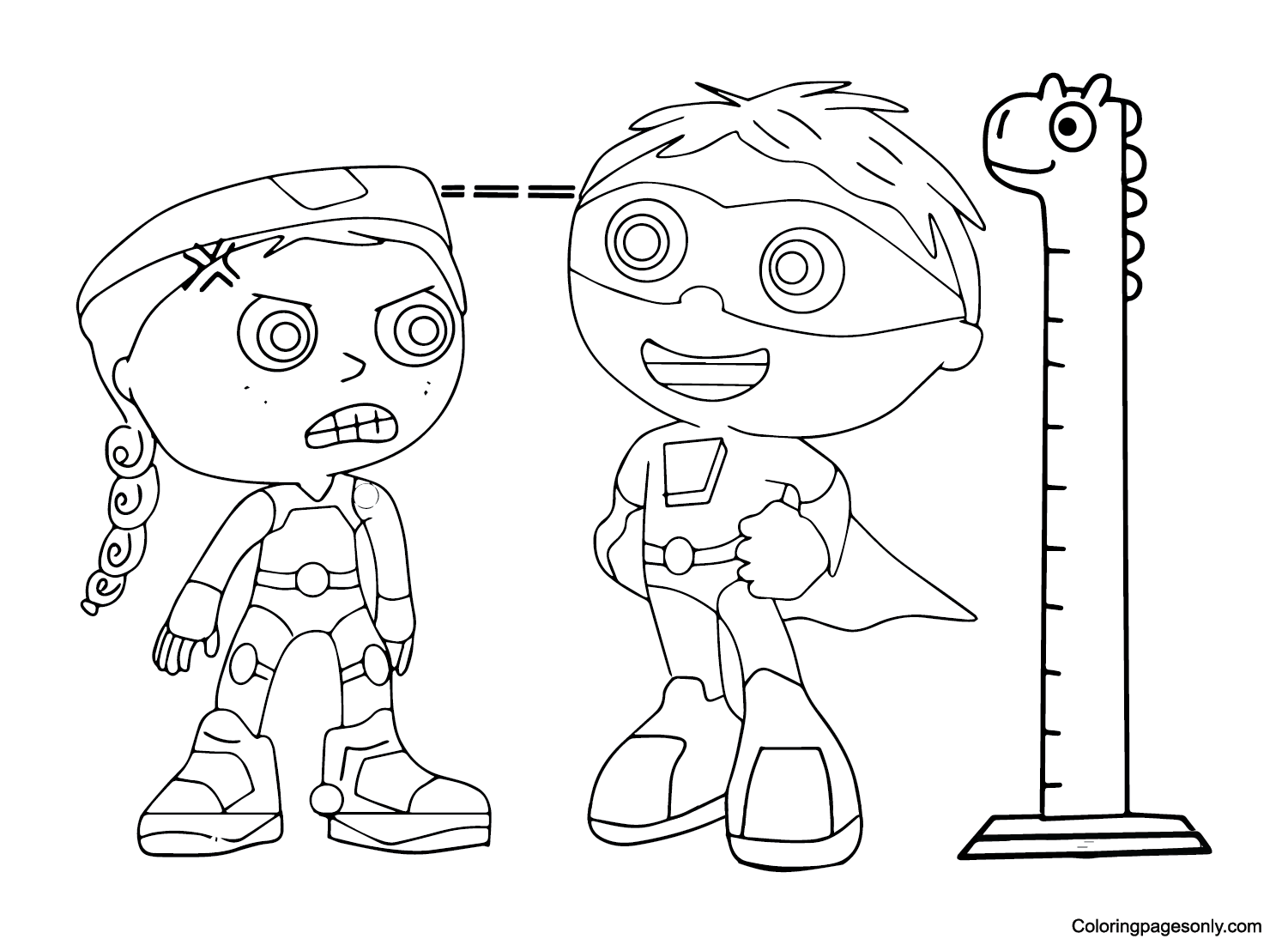 Super why and wonder red coloring page
