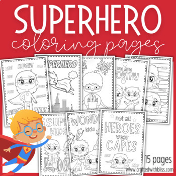 Superhero coloring pages superhero coloring printable tpt