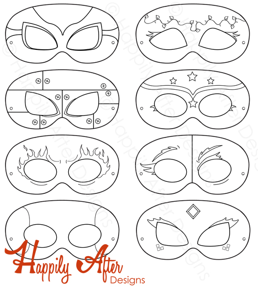 Superhero printable coloring masks â happily after designs