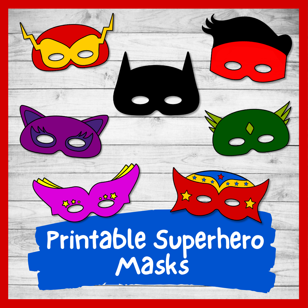 Printable superhero masks color and plain templates pdf