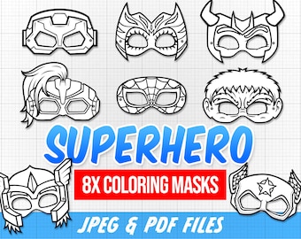 Superhero masks super hero coloring masks color your own masks superhero party ic book masks superhero printable masks hero prints