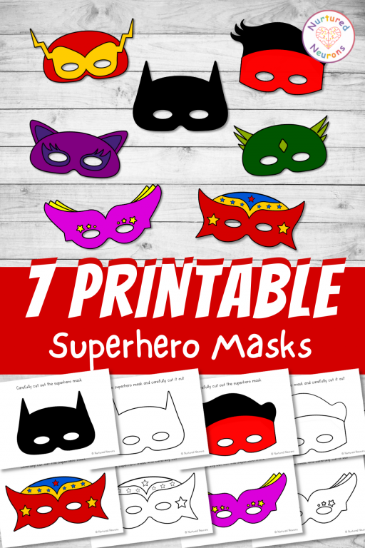 Printable superhero masks color and plain templates pdf