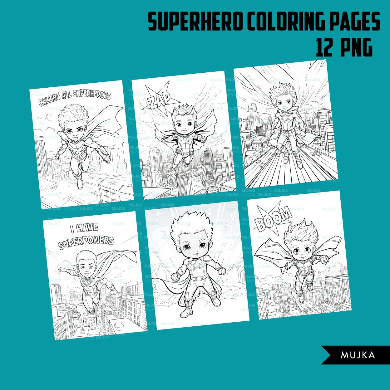 Superhero coloring pages printable coloring book for boys kids color â mujka cliparts