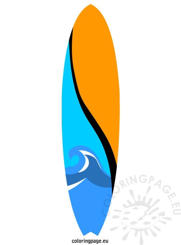 Surfboard clipart coloring page