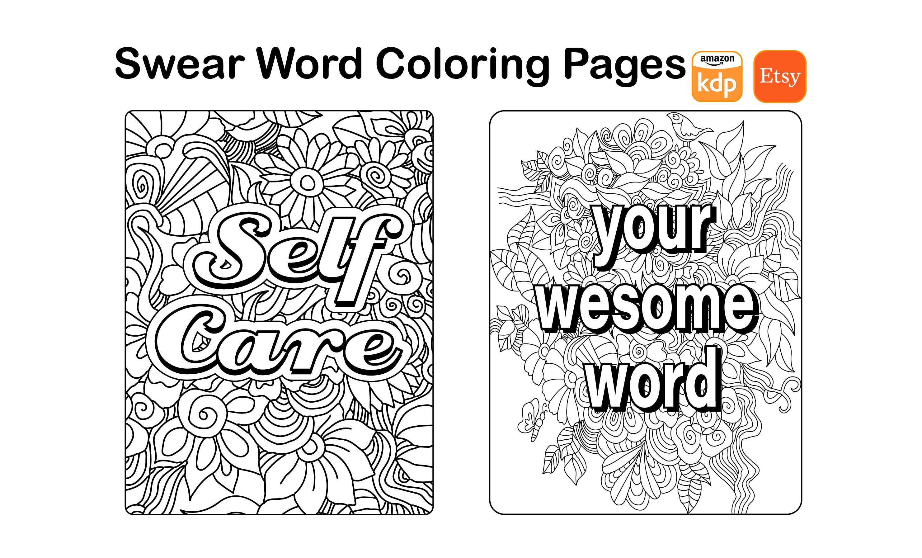 Create digital hand drawn swear word coloring pages by aklimabernard
