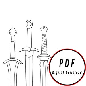 Barrow blades fellowship swords template pattern blueprint diy pdf digital donwload vector printable cosplay costume larp pdf