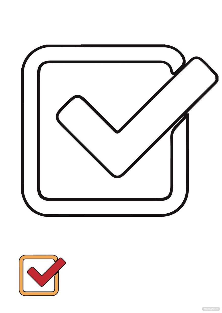 Free check mark symbol coloring page