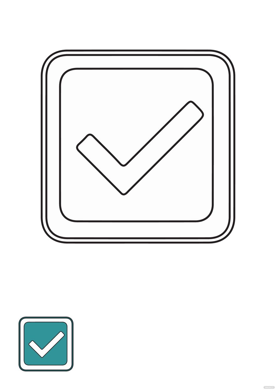Free tick sign symbol coloring page