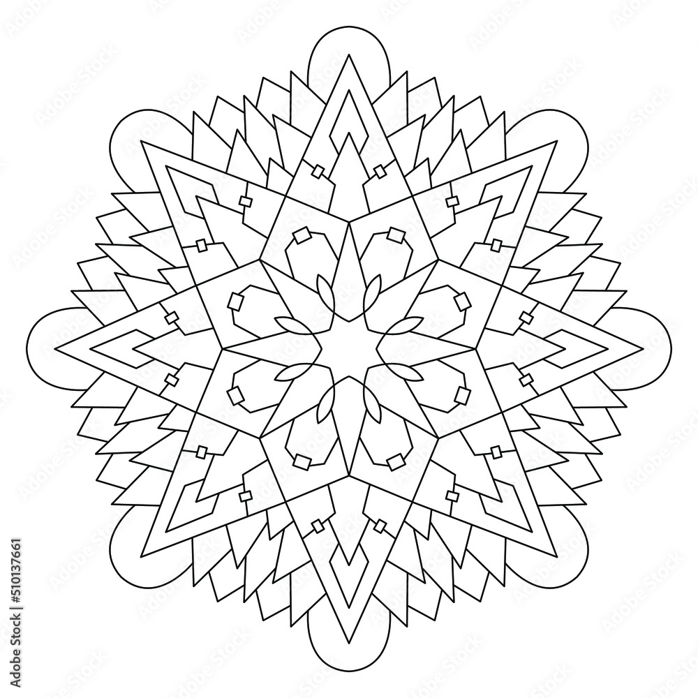 Star mandala coloring page printable mandala with decorated star symbol coloring book for adults vector