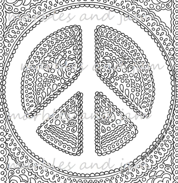 Buy peace sign printable adult coloring page online in india