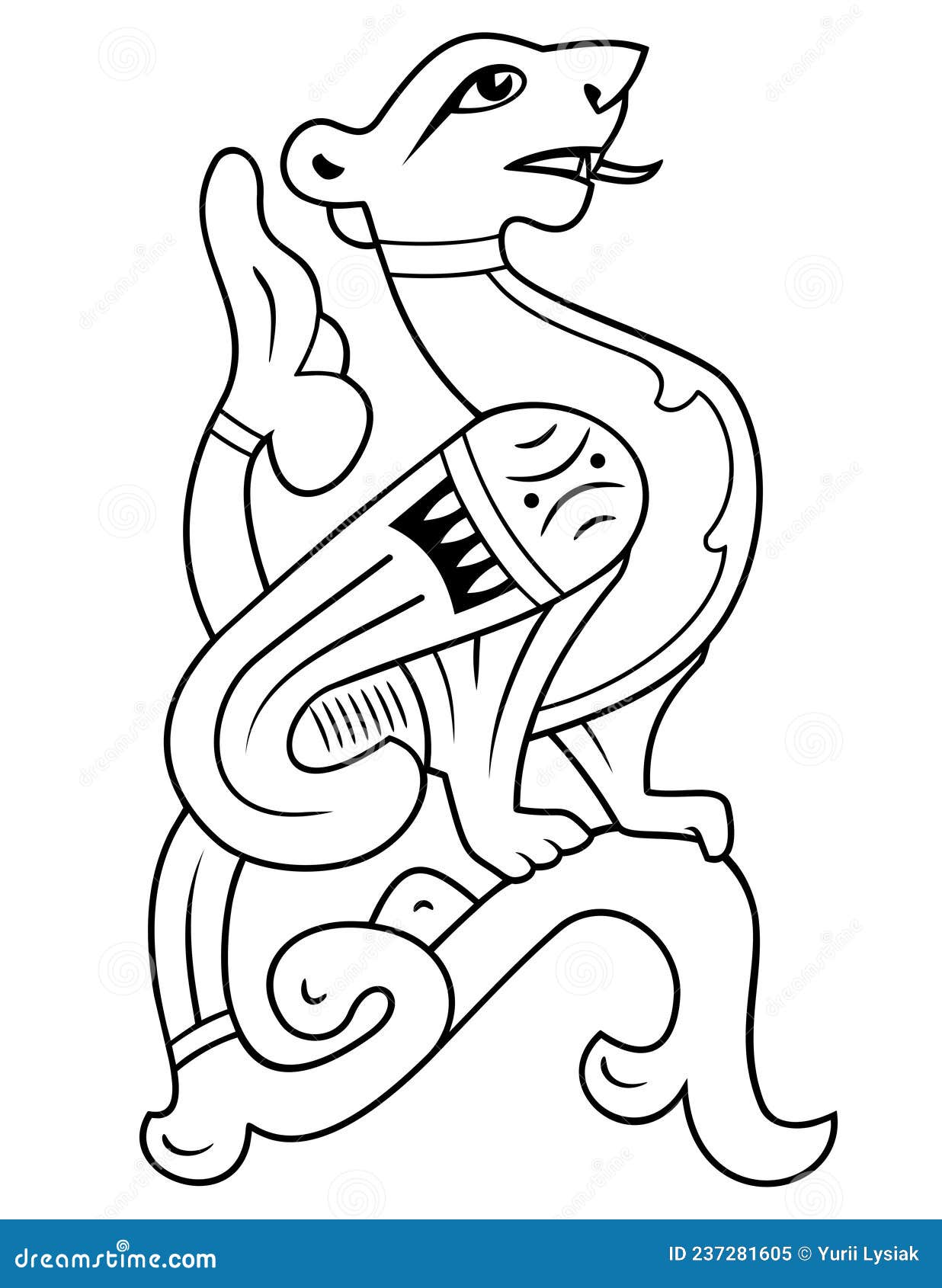 Semargl winged dog ancient slavic fertility symbol printable coloring page stock vector