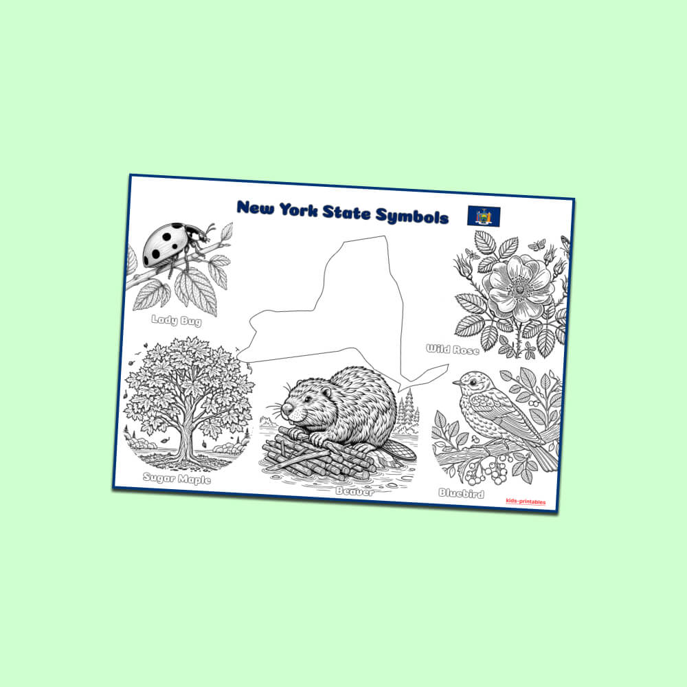 New york symbols coloring page kids