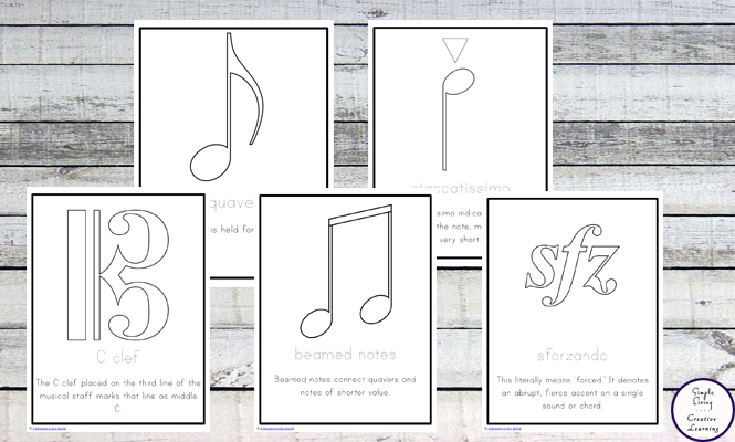 Music symbols colouring pages