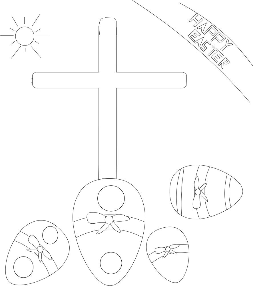 Easter symbols coloring printable page for kids