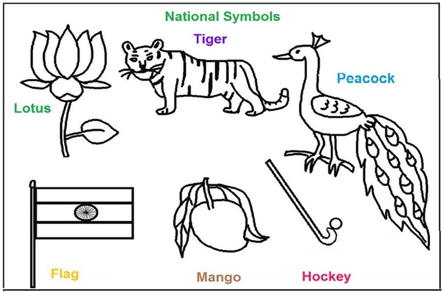 National symbols of india coloring printable pages