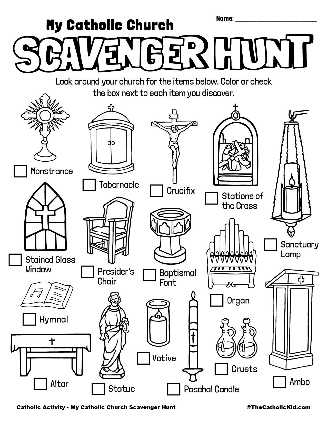 Catholic scavenger hunt for kids