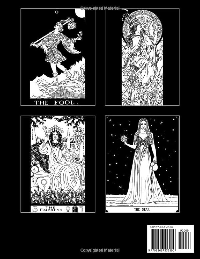 Midnight tarot card coloring book magical by joy rainbow