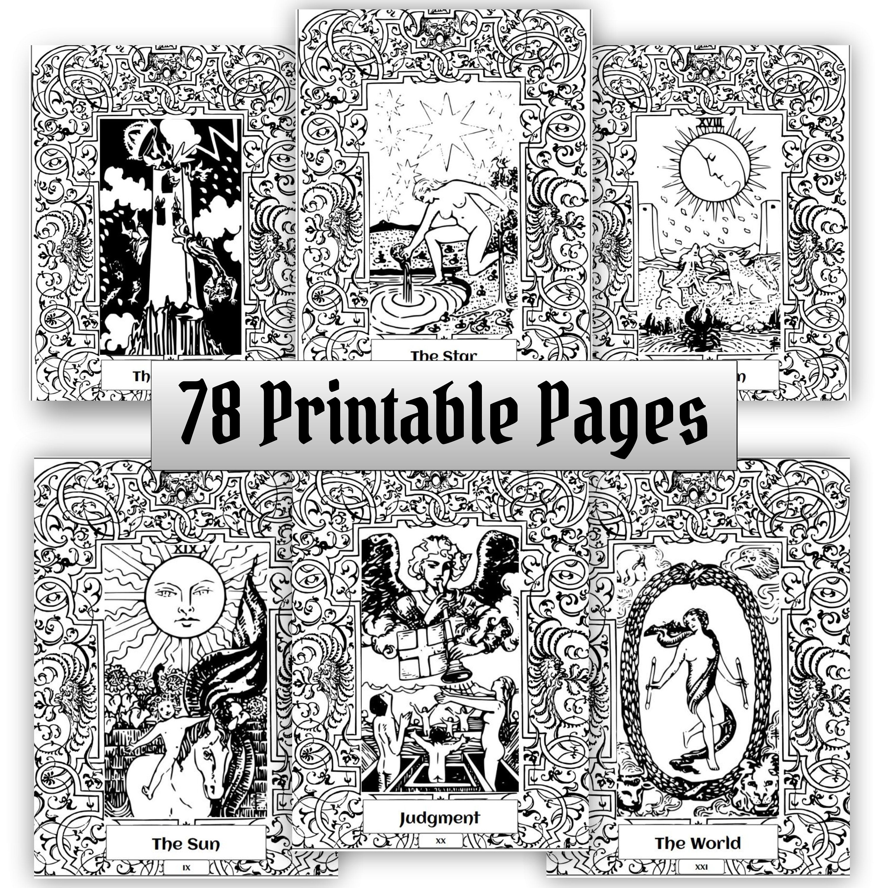 Tarot divination art coloring book all rider waite cards unique adult pages minor major arcana
