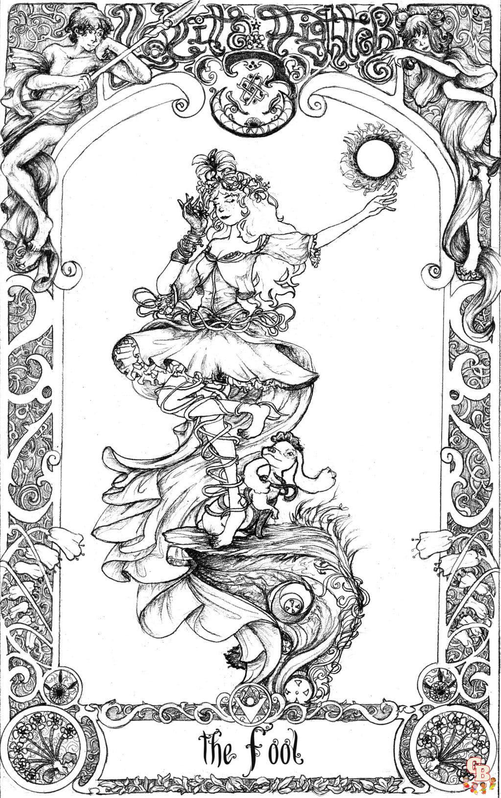 Printable tarot coloring pages free for kids and adults